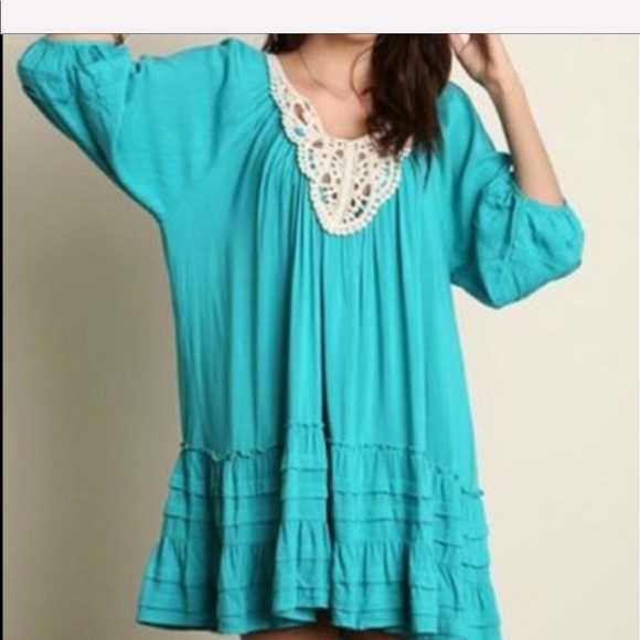 Umgee Tops - UMGEE LONG TURQUOISE BLOUSE or DRESS   HOST PICK